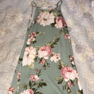 Kids green floral summer dress